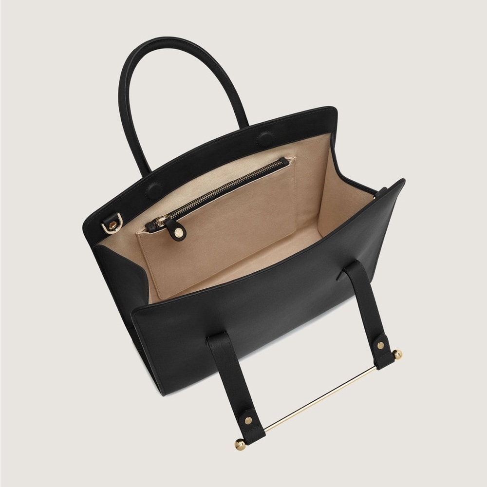 Strathberry Midi Tote - Black, Gold Hardware, 100% Leather - Picture 4 of 16